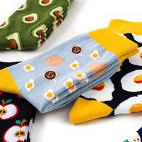 Korean Style Cute Food Printing Contrast Color Medium Tube Cotton Socks main image 4