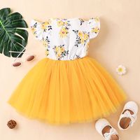 Baby Girl Printed Mesh Skirt Sweet And Cute Flying Sleeve Dress main image 3