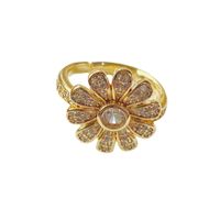 European And American Light Luxury Full Diamond Sunflower Flower Opening Female Ring main image 6