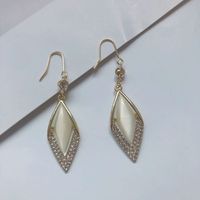New Diamond Opal Earrings Korean Simple Geometric Rhombus Long Earrings main image 3