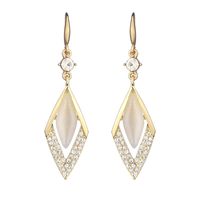 New Diamond Opal Earrings Korean Simple Geometric Rhombus Long Earrings main image 4