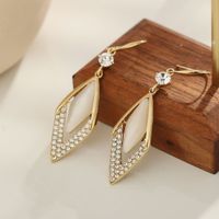 New Diamond Opal Earrings Korean Simple Geometric Rhombus Long Earrings main image 5