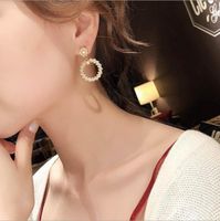 Korean Circle Pearl Earrings Female New Fashion Circle Full Diamond Pearl Earrings main image 4