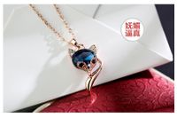 Korean Version Of Cute Fox Crystal Earrings Sapphire Fox Earrings main image 6