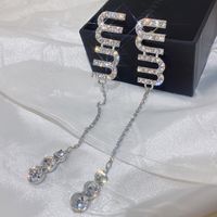 New Full Diamond Letter Creative Tassel Earrings Korean Niche Design Earrings Women main image 1