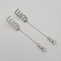 New Full Diamond Letter Creative Tassel Earrings Korean Niche Design Earrings Women main image 3