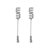 New Full Diamond Letter Creative Tassel Earrings Korean Niche Design Earrings Women main image 4