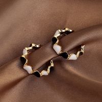 Boucles D&#39;oreilles Géométriques Dégoulinantes De Couleur Contrastée Noir Et Blanc À La Mode Femme En Gros main image 2