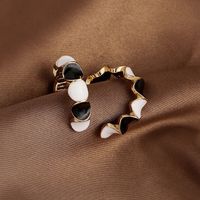 Boucles D&#39;oreilles Géométriques Dégoulinantes De Couleur Contrastée Noir Et Blanc À La Mode Femme En Gros main image 4