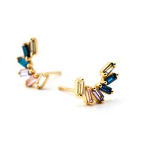 Personality Simple Multi-color Zircon Copper Earrings Jewelry main image 1