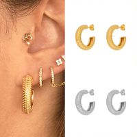 European And American S925 Silver Needle Mesh C-shaped Earrings Female Wholesale main image 1