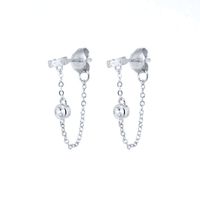 S925 Silver Needle Tassel Earrings Light Luxury Round Zircon Earrings Female main image 6