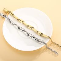 Fashion Geometric Titanium Steel 18K Gold Plated Bracelets In Bulk main image 5