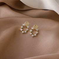Simple Mini Small Rose Flower Zircon Stud Earrings main image 3