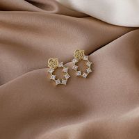 Boucles D&#39;oreilles Simples Mini Petites Fleurs Roses En Zirconium main image 4