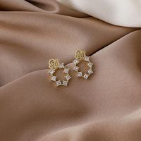 Simple Mini Small Rose Flower Zircon Stud Earrings main image 4
