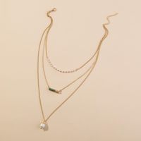 Mode Perlenkette Mehrschichtige Natürliche Grüne Steinanhänger Schlüsselbeinkette main image 3