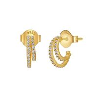 Simple Double-layer C-shaped Micro-inlaid Zircon Stud Earrings main image 1