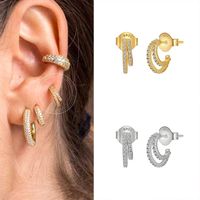 Simple Double-layer C-shaped Micro-inlaid Zircon Stud Earrings main image 5