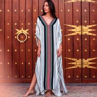 European And American New Style Quick-drying Polyester Black And White Striped Robe On The Beach main image 1