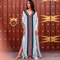 European And American New Style Quick-drying Polyester Black And White Striped Robe On The Beach main image 2