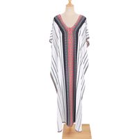 European And American New Style Quick-drying Polyester Black And White Striped Robe On The Beach main image 4