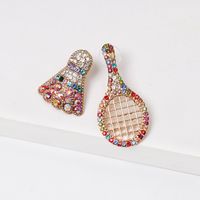 New Creative Badminton Racket Diamond-studded Earrings main image 3