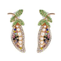 New Style Vegetable Pea Alloy Diamond Earrings main image 2
