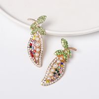 New Style Vegetable Pea Alloy Diamond Earrings main image 3