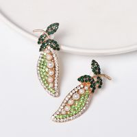 New Style Vegetable Pea Alloy Diamond Earrings main image 4