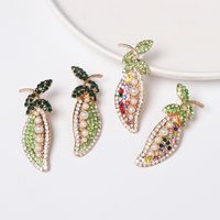 New Style Vegetable Pea Alloy Diamond Earrings main image 5