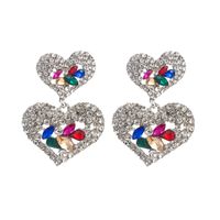 European And American Fashion Exaggerated Multi-layer Heart-shaped Rhinestone Earrings main image 6