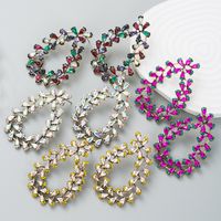 European And American Fashion Exaggerated Alloy Color Rhinestone Geometric Earrings main image 2