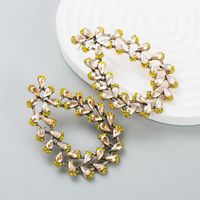 European And American Fashion Exaggerated Alloy Color Rhinestone Geometric Earrings main image 5