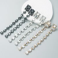 Fashion Long Alloy Diamond Tassel Earrings Female Trend Light Luxury Earrings main image 1