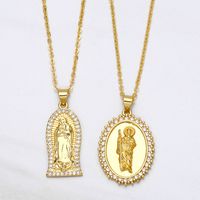 European And American Virgin Mary Geometric Pendant Copper Necklace main image 2
