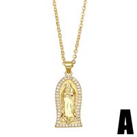 European And American Virgin Mary Geometric Pendant Copper Necklace main image 3