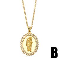 European And American Virgin Mary Geometric Pendant Copper Necklace main image 4