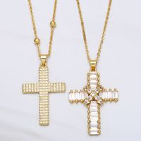 Hip-hop Full Diamond Cross Micro-inlaid Zircon Pendant Necklace Wholesale main image 1