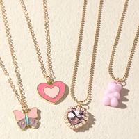Necklace Butterfly Heart Bear Creative Round Bead Chain Necklace main image 3