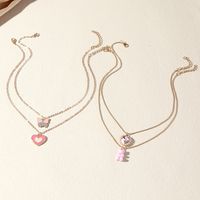 Necklace Butterfly Heart Bear Creative Round Bead Chain Necklace main image 4