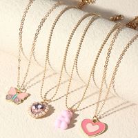 Necklace Butterfly Heart Bear Creative Round Bead Chain Necklace main image 5