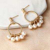 Korean Circle Pearl Pendant Earrings Wholesale main image 4