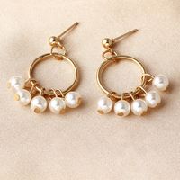 Korean Circle Pearl Pendant Earrings Wholesale main image 5