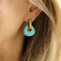 Bohemian Creative Triangle Turquoise Earrings Inlaid Natural Stone Earrings main image 1
