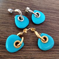 Bohemian Creative Triangle Turquoise Earrings Inlaid Natural Stone Earrings main image 4