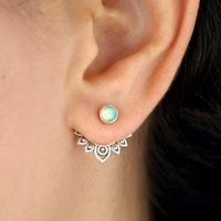 Bohemian Lotus Earrings Female Opal Earrings Front And Rear Combination Dual-use Earrings main image 2