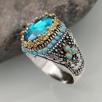 Nuevo Anillo De Zafiro De Moda Anillo De Dos Colores De Gema De Diamante Retro Para Hombre main image 3