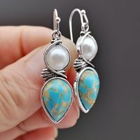 Retro Pearl Dragon Crystal Turquoise Earrings European And American Ear Jewelry Wholesale main image 3