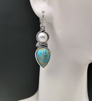 Retro Pearl Dragon Crystal Turquoise Earrings European And American Ear Jewelry Wholesale main image 4
